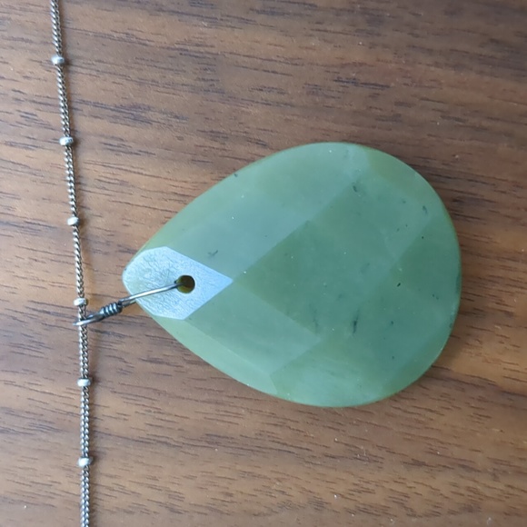 Pendant Necklace - Large Dark Green Stone - Picture 4 of 14